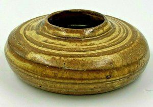 Ikebana Redware Clay Vase Hand Thrown Pottery Signed